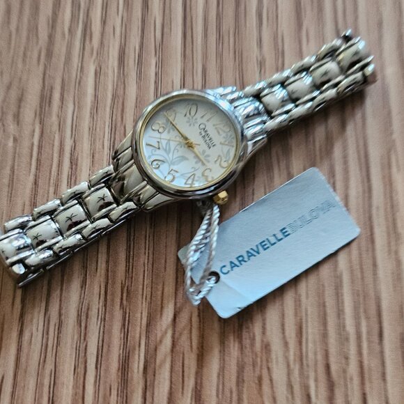 Caravelle by Bulova Women 45L124 Stylized Arabic Numerals Floral Motif Dial Watc - Picture 8 of 11